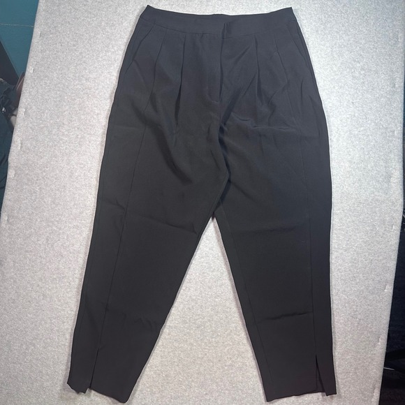 Worthington Pants - Worthington Womens Black Pleated Ankle Pants Size 12 NWT Tapered Slit Hem Dress